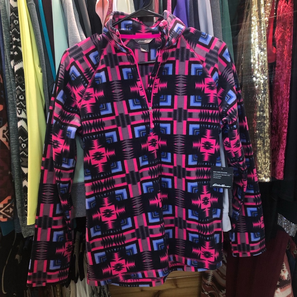 Eddie Bauer Women's Pink and Blue Geometric Ski Jacket
